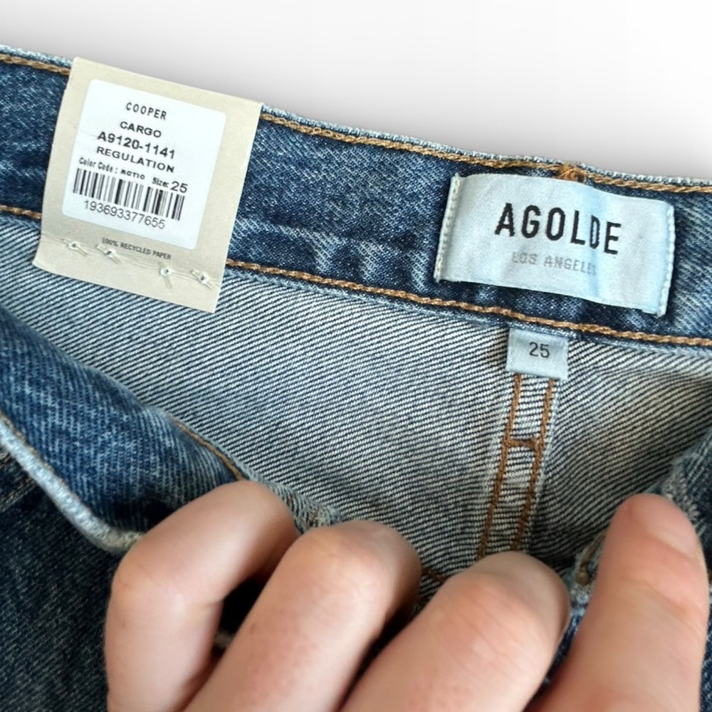 Agolde Cooper Cargo Jean Regulation Blue Medium Wash Size 25 Women’s NEW - Picture 4 of 10